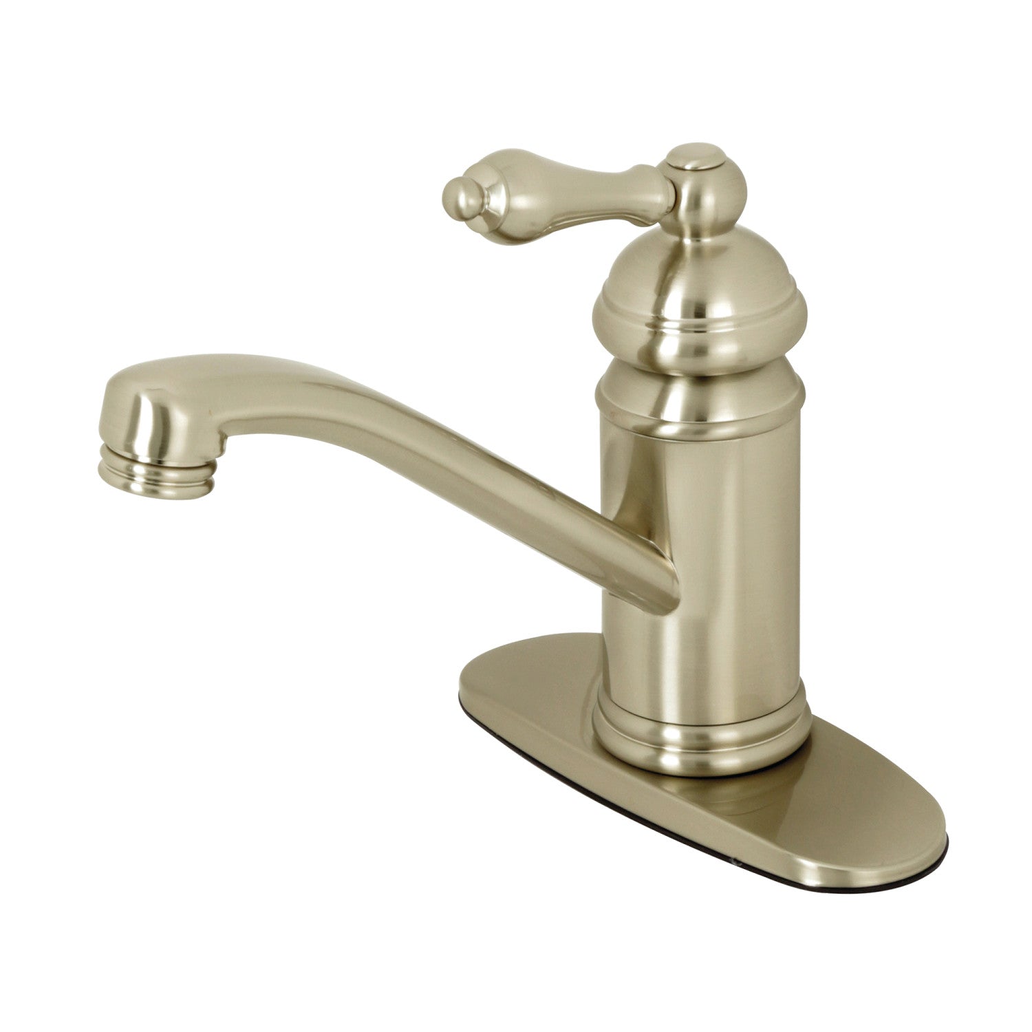 Kingston Heirloom KS3408AL - Vintage One-Handle 1-Hole Bathroom Faucet with Deck Plate and Push Pop-Up Drain, Brushed Nickel — image 1